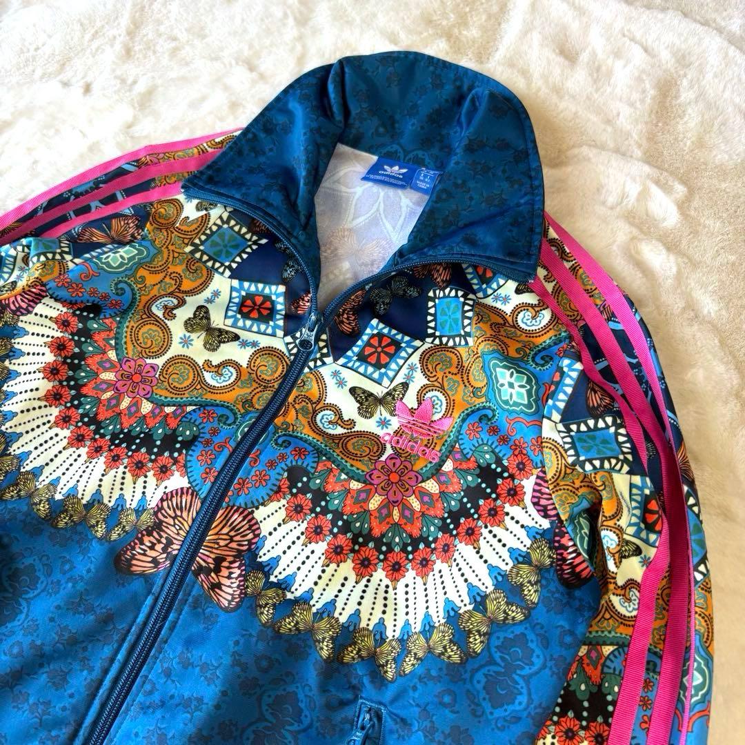 adidas アディダス　L トラックジャケット　ファイヤーバード￼ 総柄　ロゴ