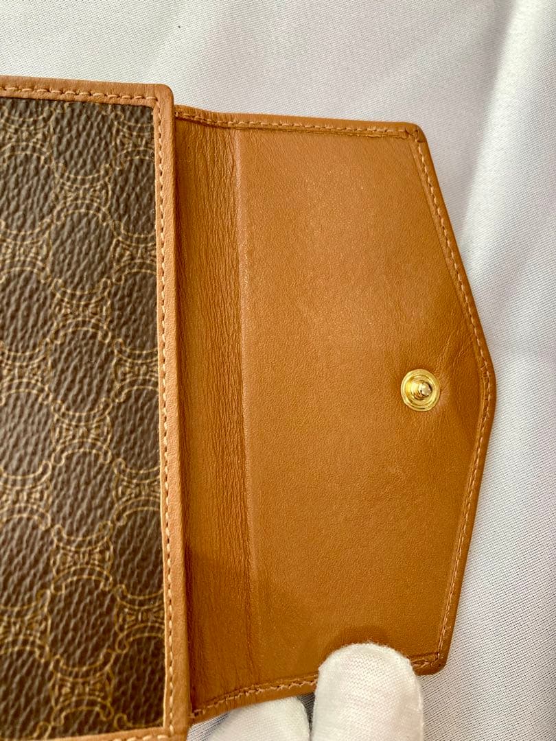 セリーヌ　三つ折り財布　レザー　茶色