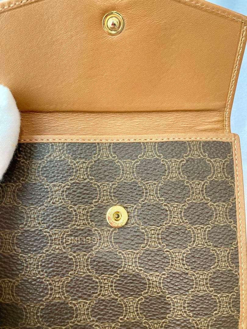 セリーヌ　三つ折り財布　レザー　茶色