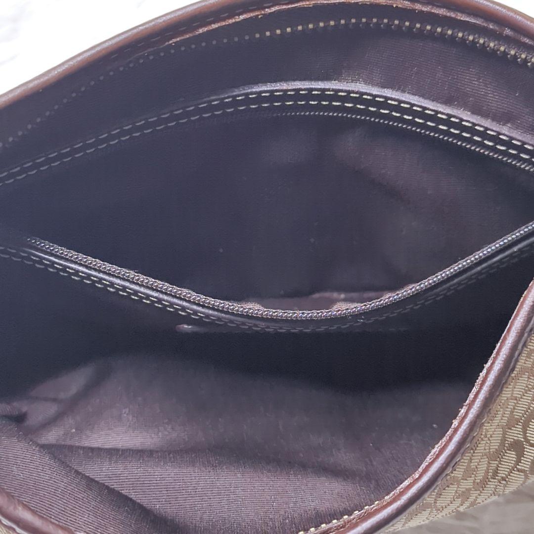 良品✨コーチ アクセサリーポーチ キャンバス スエード 茶 シグネチャー6351