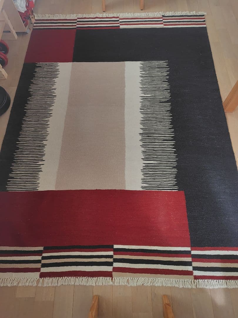 トルコ/イラン　最高級モダン手織りラグ　キリム