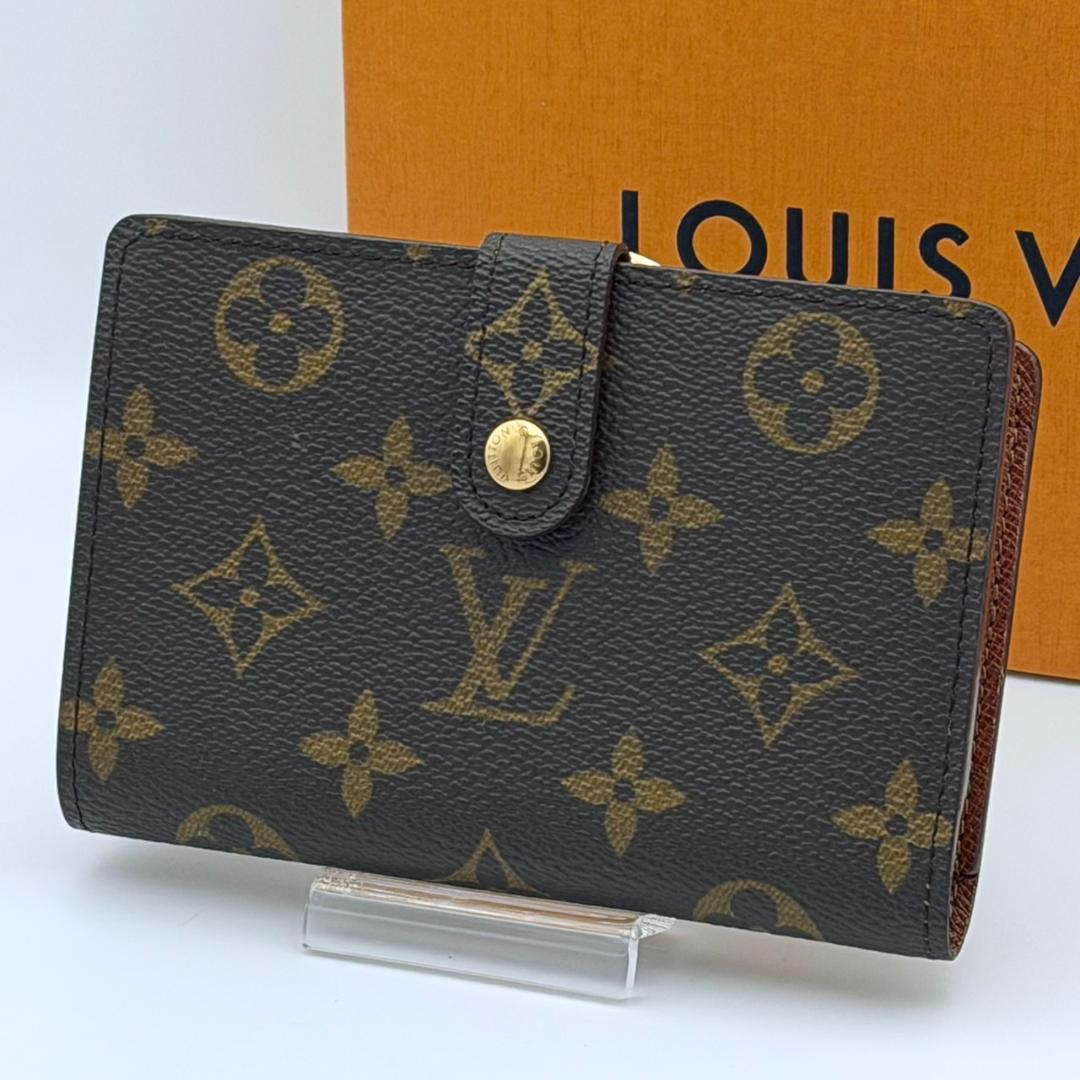 ルイヴィトン モノグラム ポルトフォイユ ヴィエノワ 二つ折り財布 がま口 茶