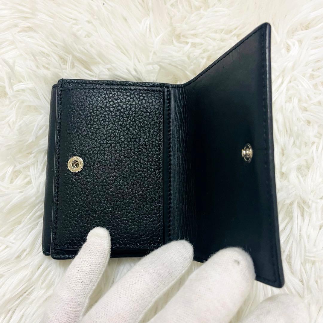極美✨ロエベ 三つ折り財布 トライフォールド レザー ブラック 現行