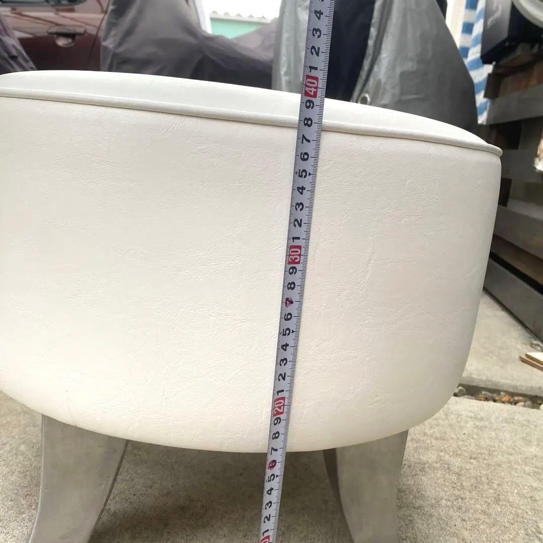 ホワイト　オーバル　オットマン　合皮　店舗　展示場　おしゃれ　モダン