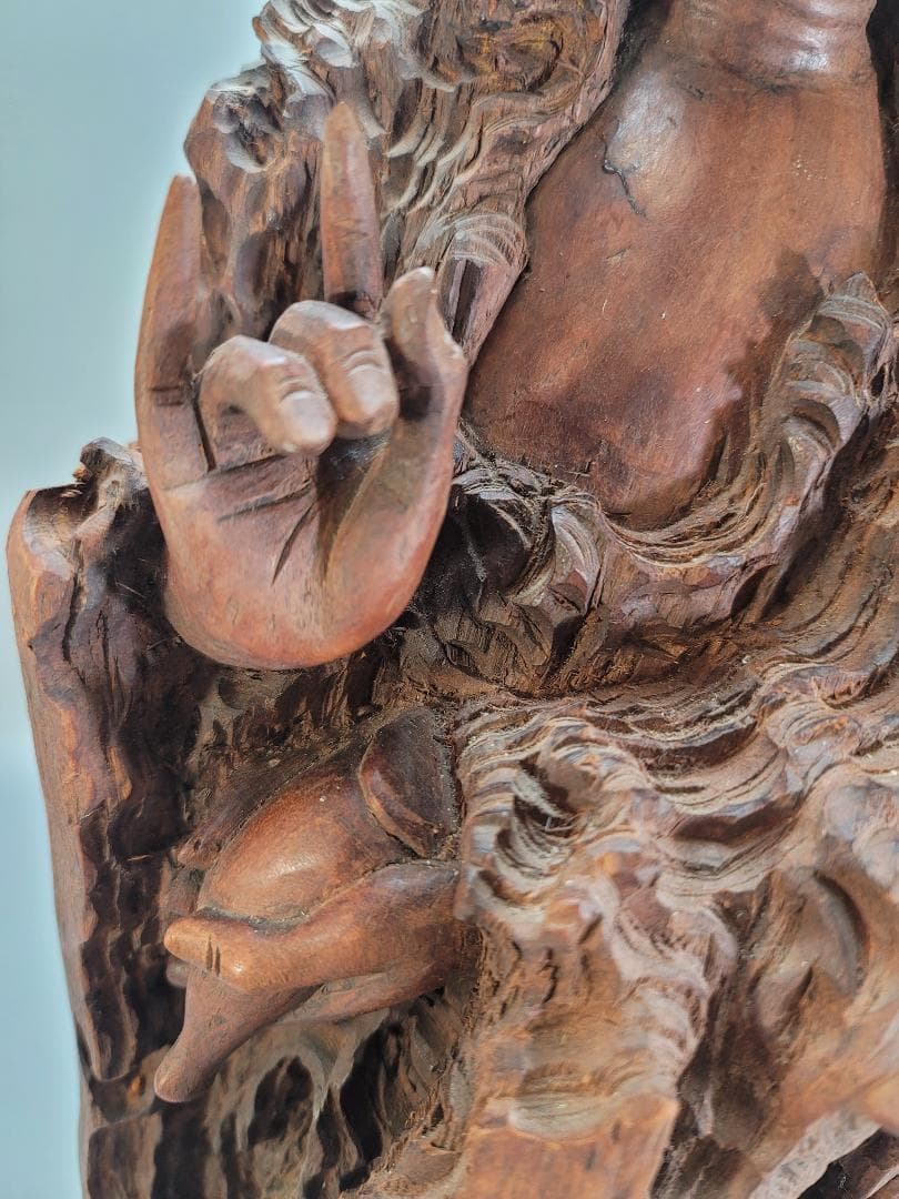 龍眼木 彫刻 観音菩薩 高62cm