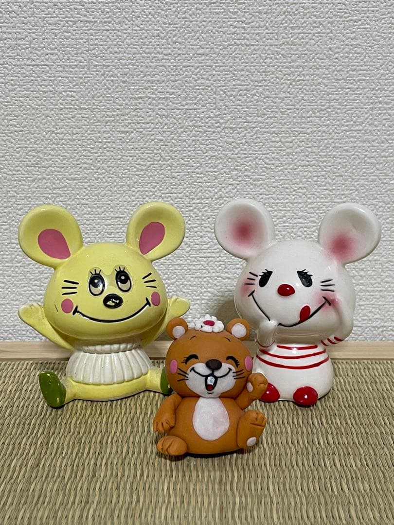 内藤ルネ　ねずみ　セット　おまけの粘土のビーバー　陶器　昭和レトロ