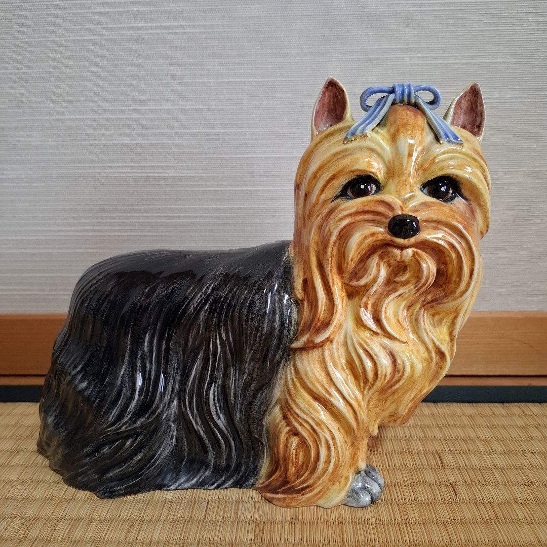 陶器製 ヨークシャーテリア 置物