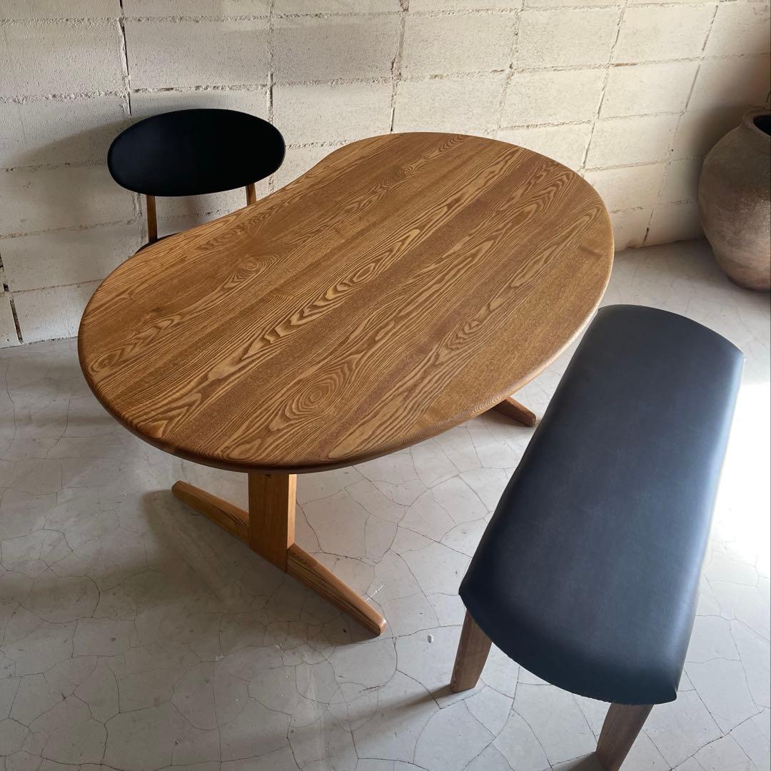 美品　リビングハウス　ダイニング3点セット　ダイニングテーブル　ベンチ　チェア