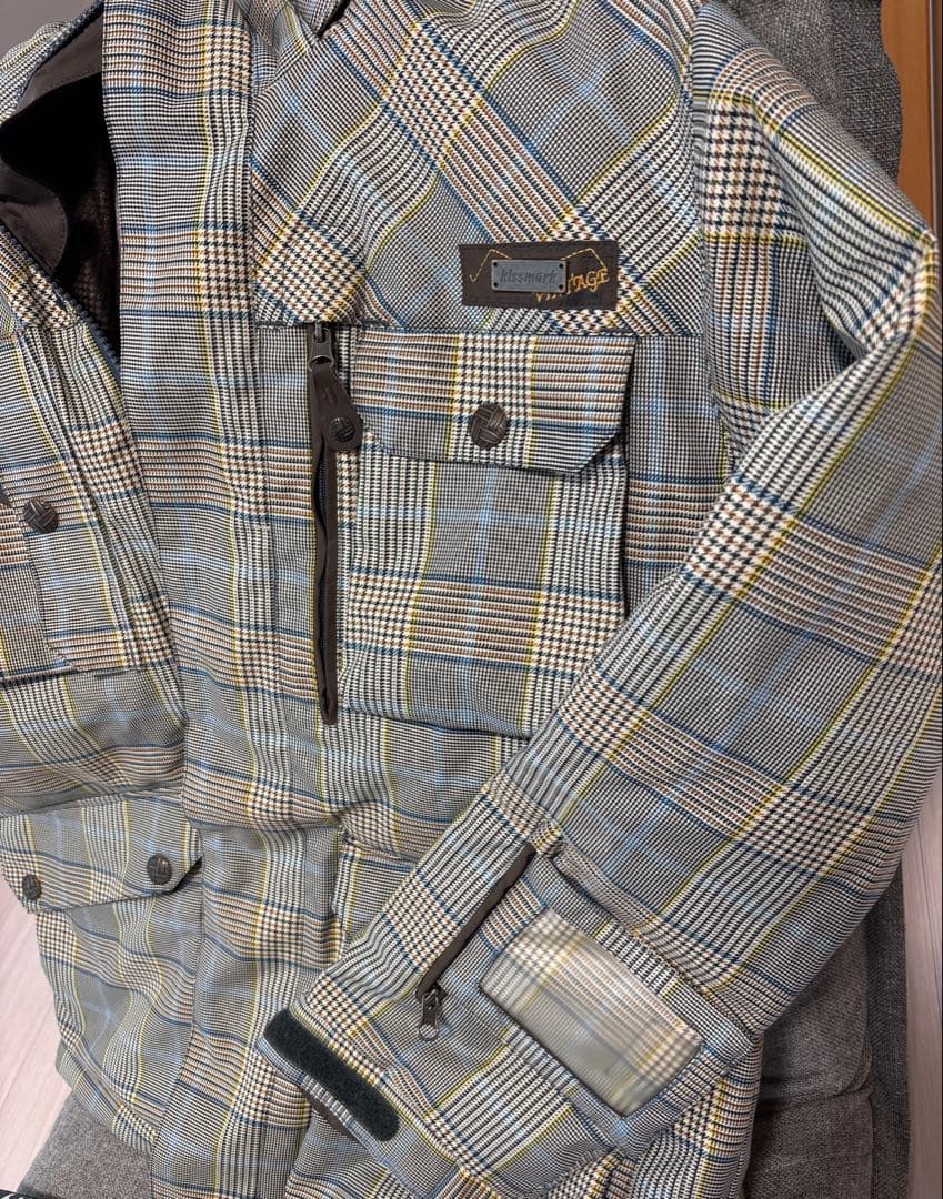 限定価格　キスマーク　スノーボードウェア チェック/ブラック　ゴーグルグローブ付