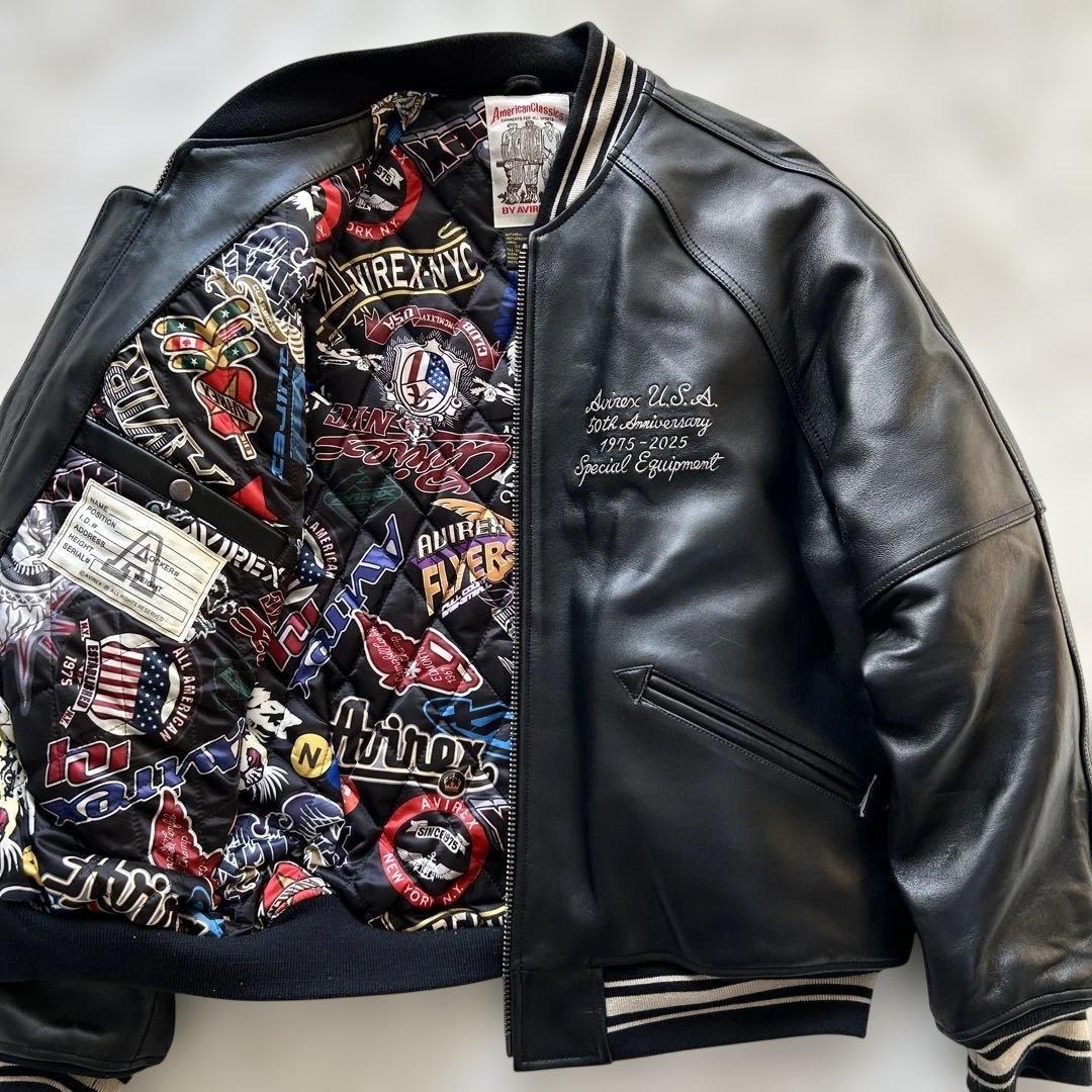 【希少2XL】アヴィレックス　50周年　バーシティジャケット レザージャケット