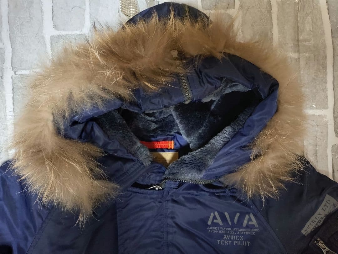 【美品】【Lサイズ】【リアルファー】【N-2B】【ネイビー】【AVIREX】