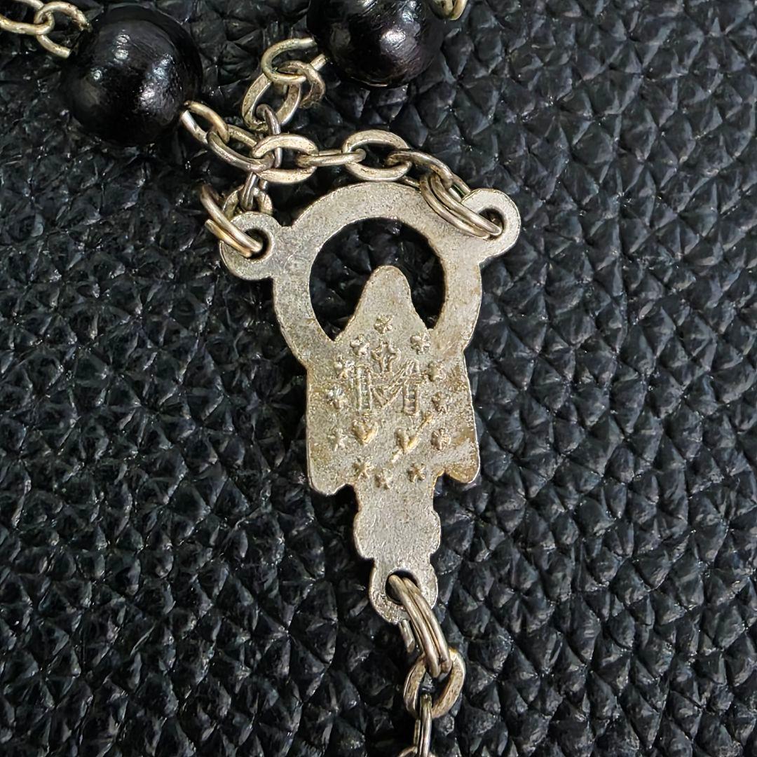 D&G ドルチェ＆ガッバーナ ロザリオ ネックレス ウッド ビーズ 黒 クロス