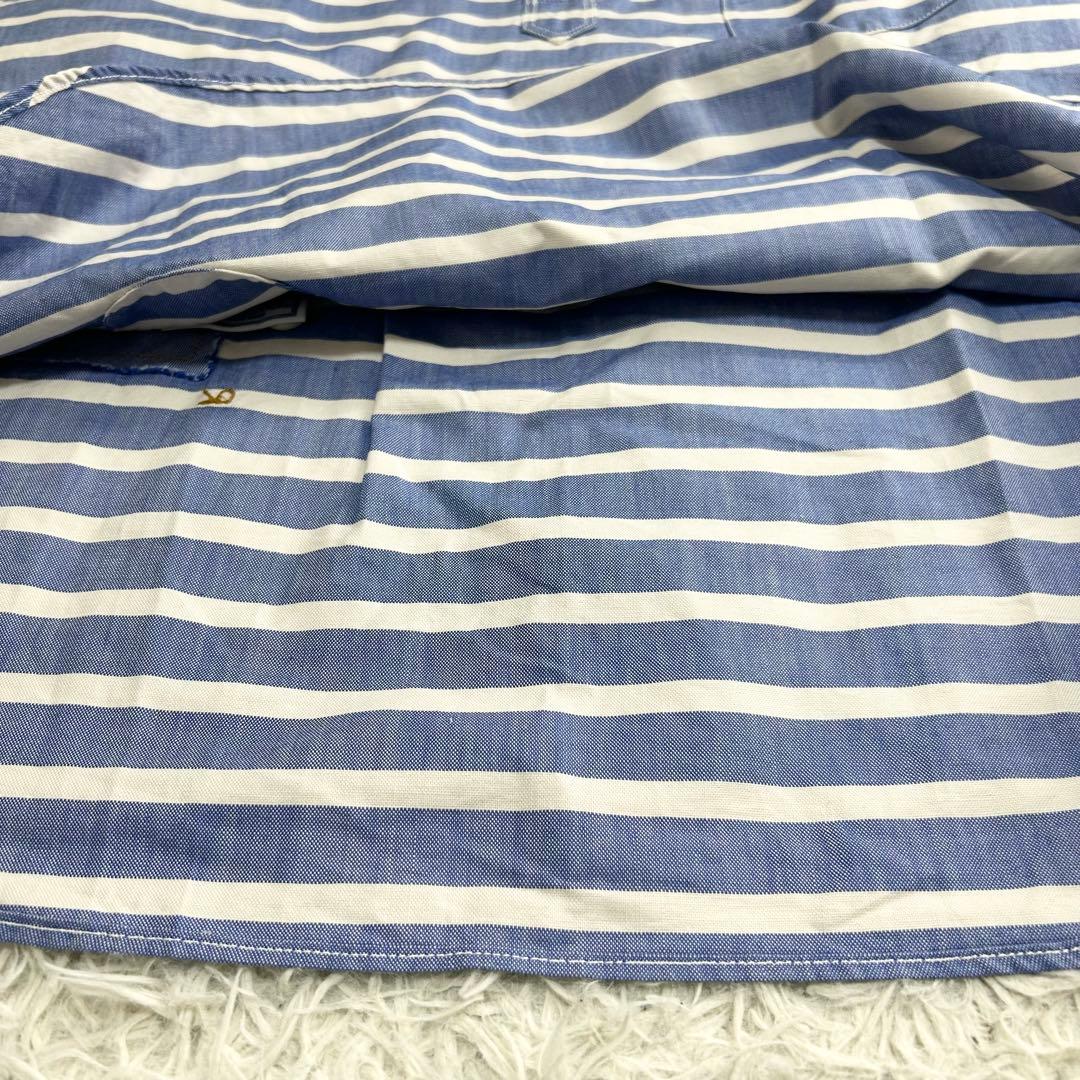 美品✨45R スーピマオックスの908オーシャンボタンダウンバスクプル ボーダー