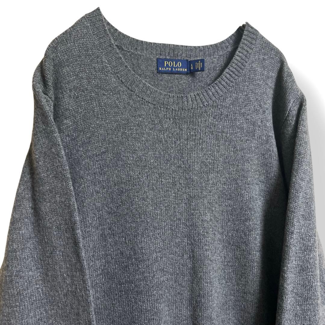 【未使用級】ポロラルフローレン カシミヤウール エルボーパッチ ニットワンピース