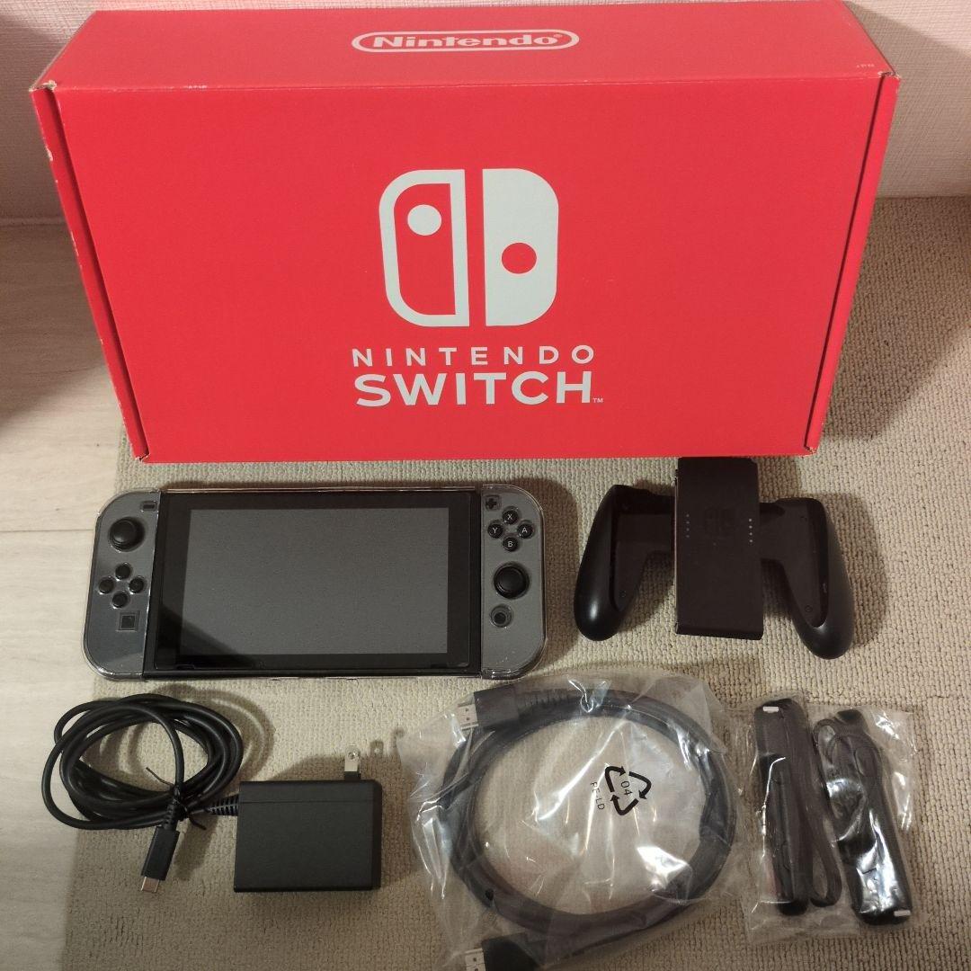 鈴*菜様 Nintendo Switch 本体 グレー (透明カバー付き)