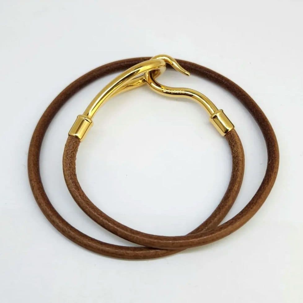 【鑑定済】エルメス HERMES ジャンボ ブレスレット レザー 極美品