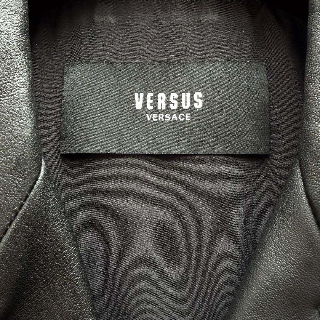 極美品✨ヴェルサーチ ダブルライダースジャケット ラムレザー デニム切替 46