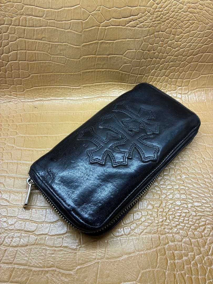 正規品 クロムハーツ財布 3セメタリー ダガー無し スライダー新品交換済み