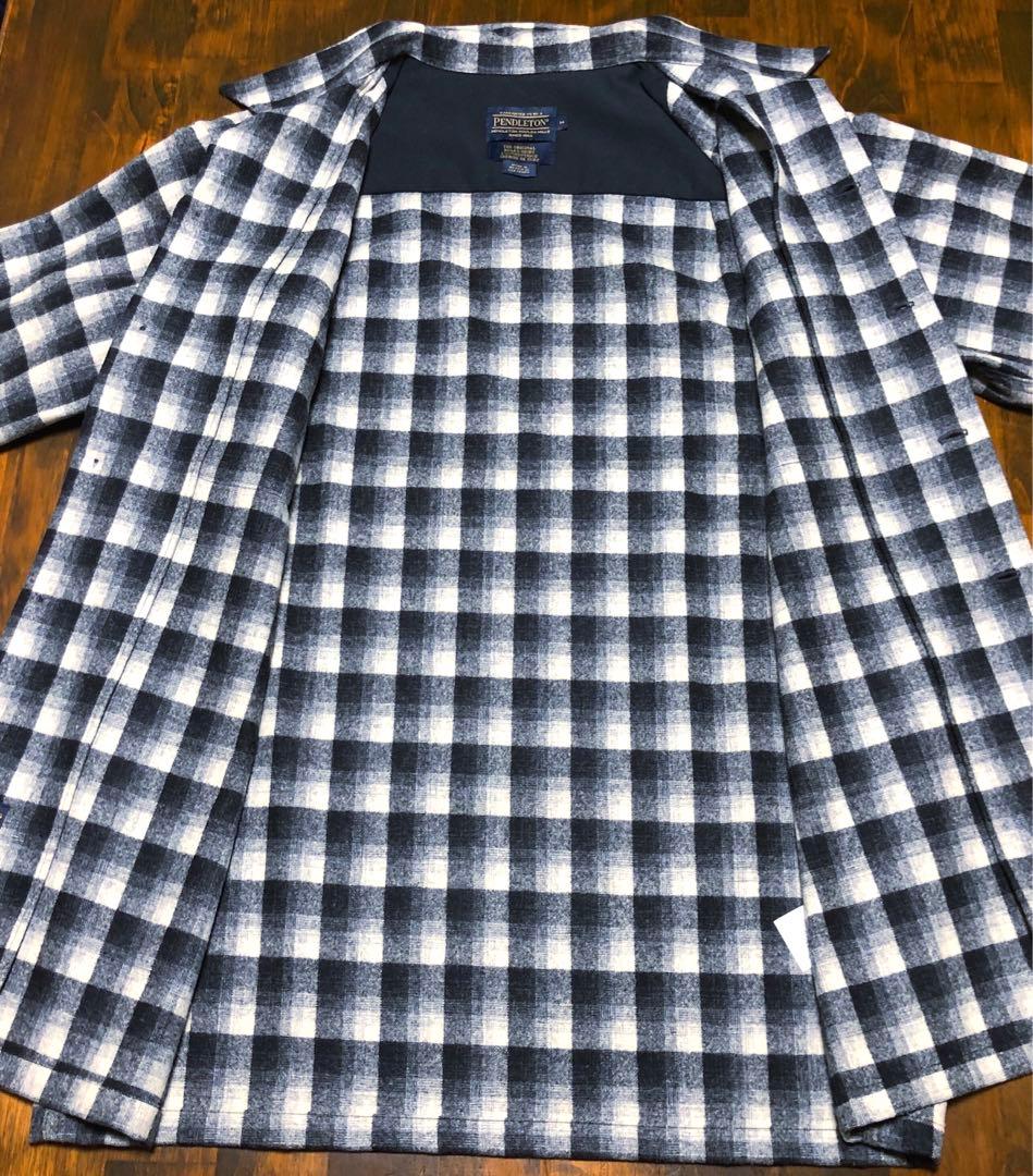 PENDLETON　オンブレチェック　ボードシャツ　USA　デッドストック　白黒