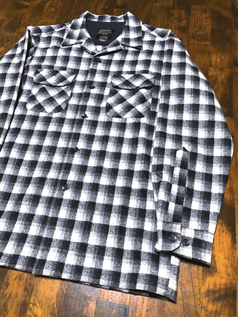 PENDLETON　オンブレチェック　ボードシャツ　USA　デッドストック　白黒
