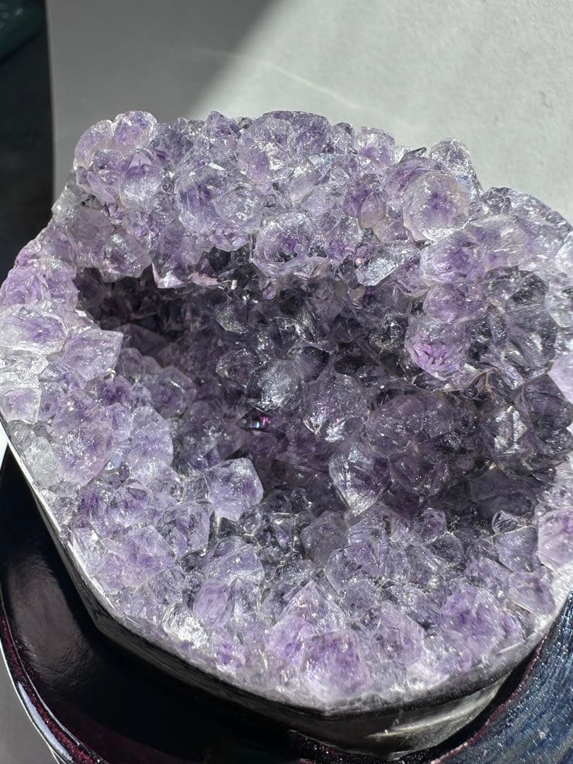 【天然石】アメジスト クラスター アメジストドーム 台座付 浄化 置物 672g