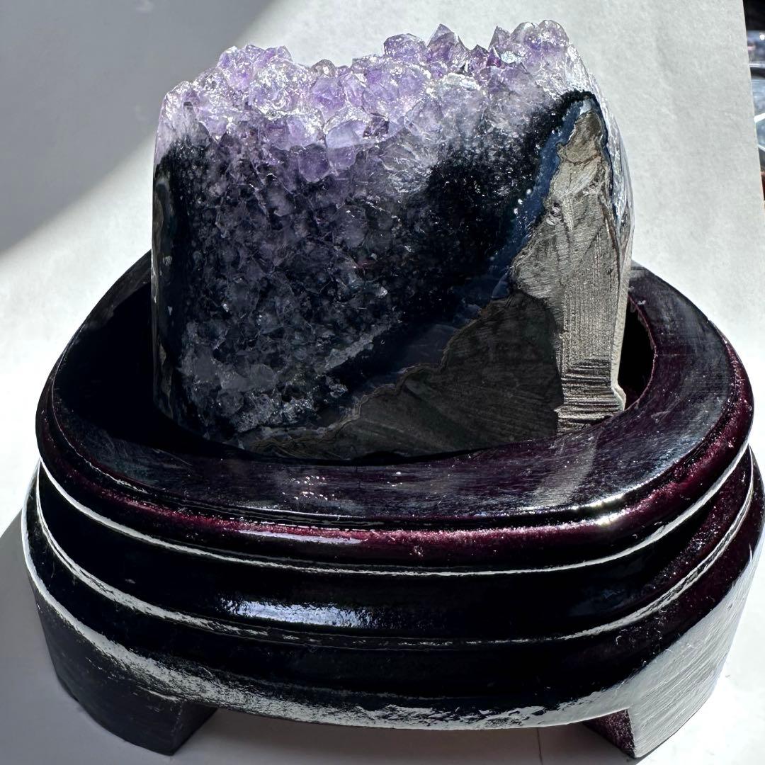 【天然石】アメジスト クラスター アメジストドーム 台座付 浄化 置物 672g