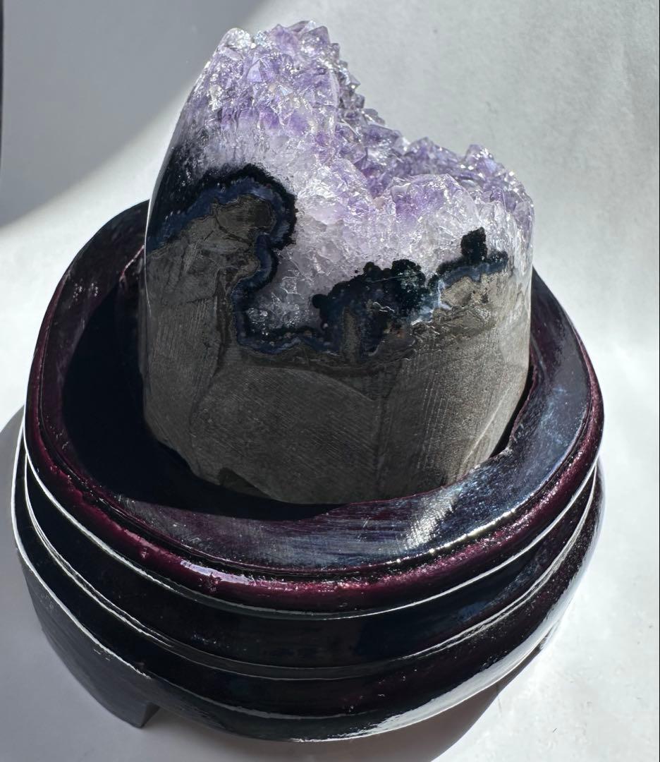 【天然石】アメジスト クラスター アメジストドーム 台座付 浄化 置物 672g