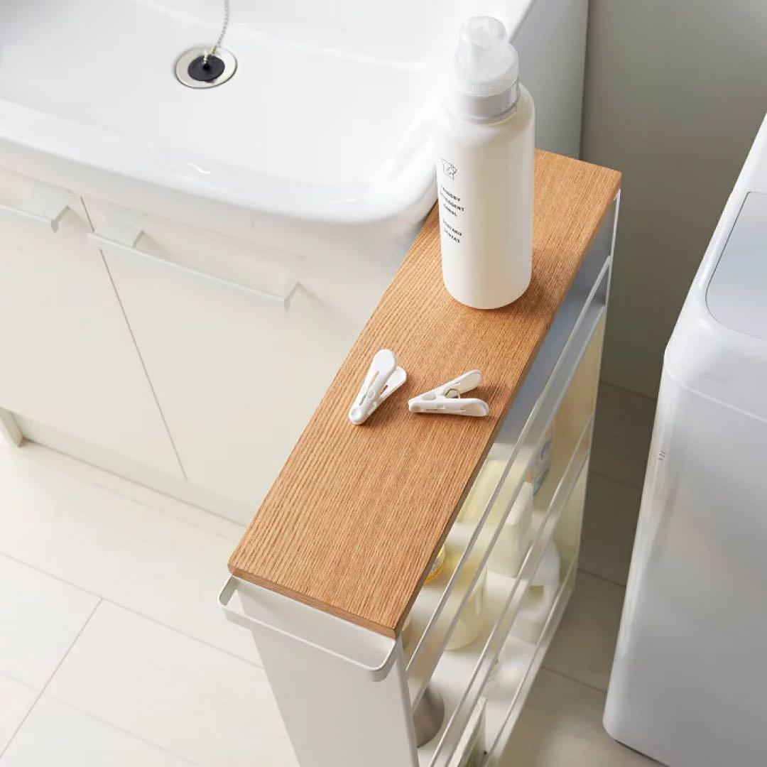 山崎実業　ハンドル付きスリムワゴン　タワー　ホワイト