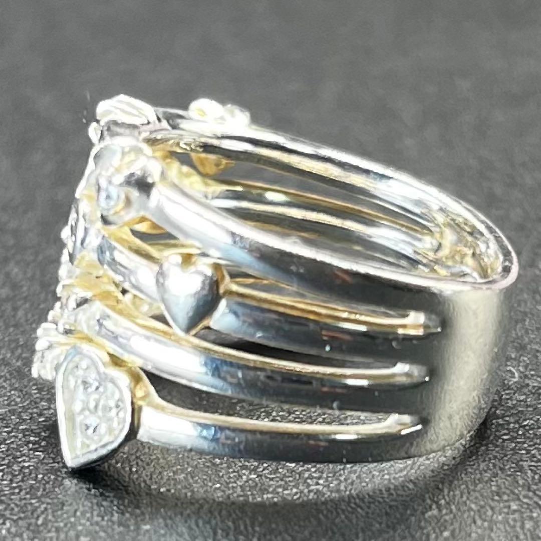 【超希少】 純銀 4℃ ヨンドシー シルバーリング ハート ストーン 10号