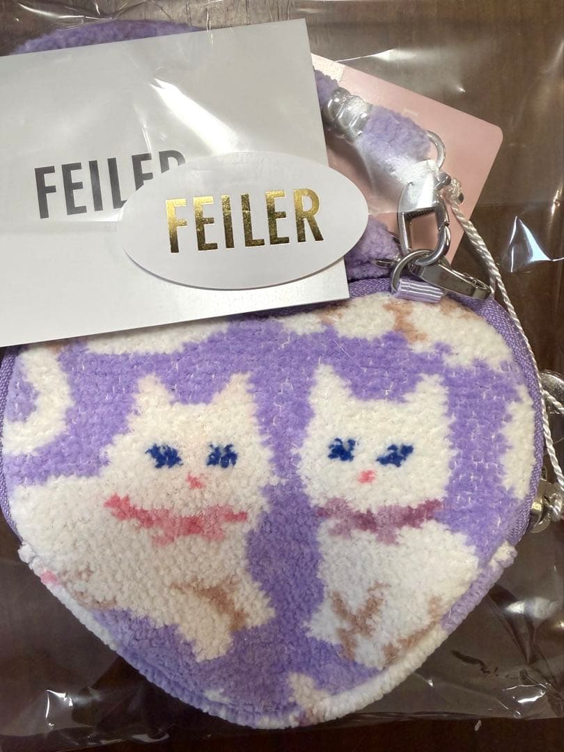 未開封 フェイラー モフモフネコチャン ハート型ポーチ オンライン限定カラー