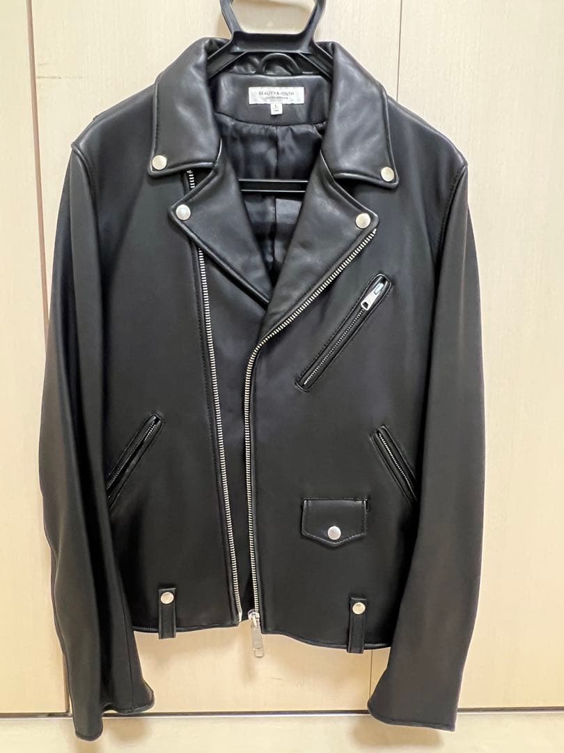 BEAUTY&YOUTH ブラック レザー ダブルライダースジャケット Lサイズ
