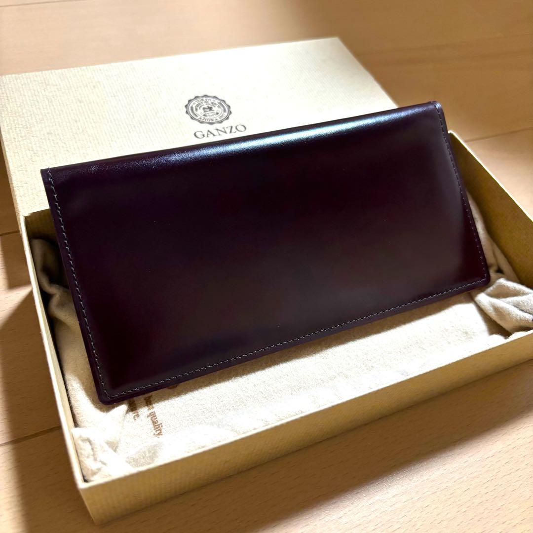 ガンゾ　コードバンオーセンティック　コンパクトマチ無し　長財布　ブラウン　完売品