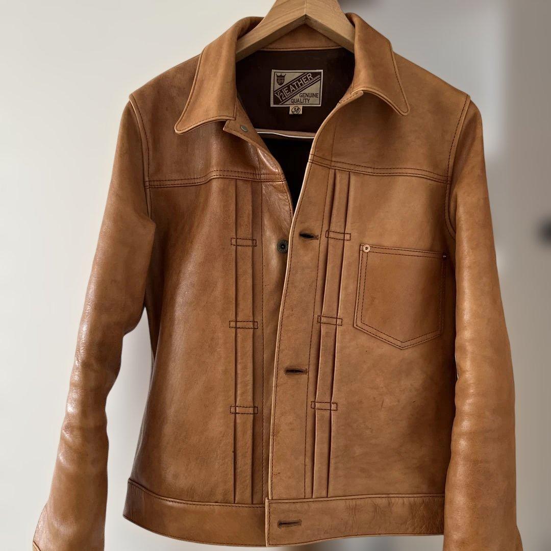 y2レザー　　ホースハイド　柿渋　大戦