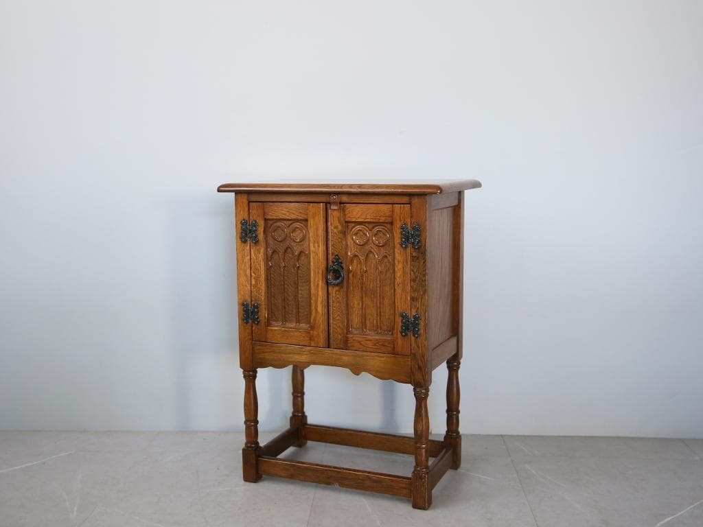 英国アンティーク木製カップボード/キャビネット/キッチン収納/飾り棚92-128