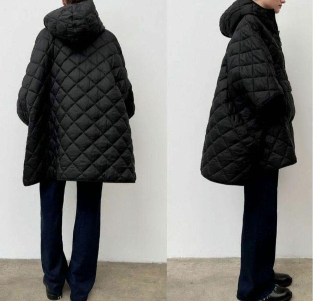 美品✨ZARA ブラック キルティングダウンベスト ポンチョ