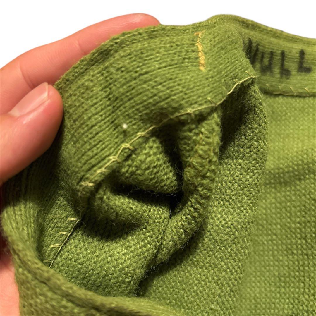 希少50s60s USAライムグリーン ウールニットカーディガン 尿素ボタン