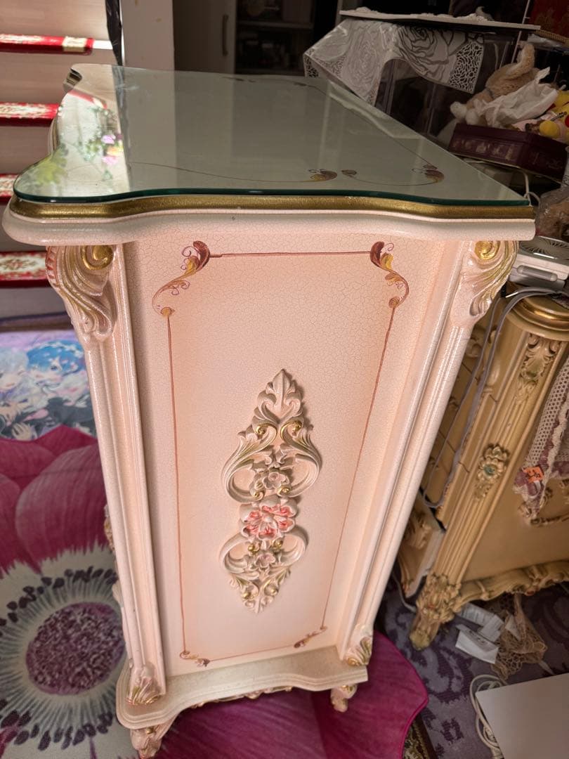 フレンチスタイル キャビネット 4段ロココ調