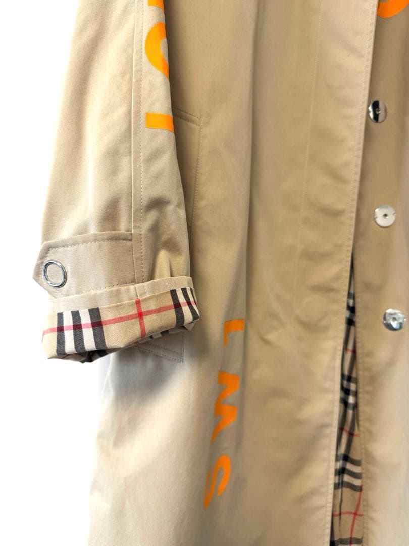 美品バーバリー グラフィックプリント ロゴ ステンカラートレンチコート38