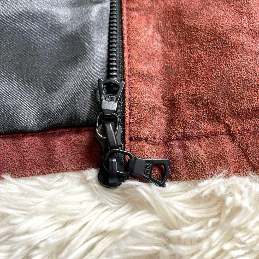 【美品】NO ID. レザージャケット　 加工 豚革 1 フード　春 レザー