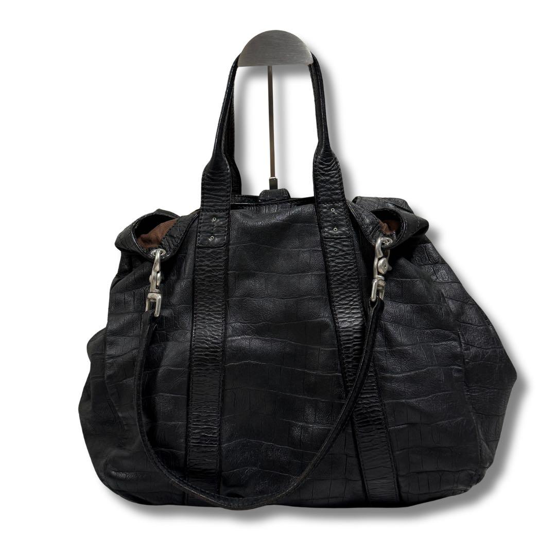 ダニエル&ボブ クロドーロ クロコ型押し レザー トート 黒 バーニーズ