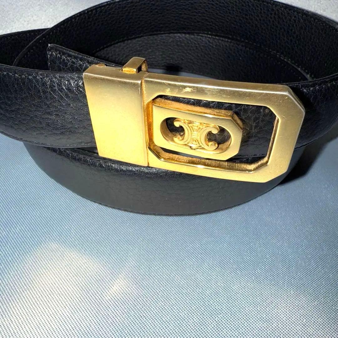 CELINE セリーヌ マカダム トリオンフ ベルト ゴールドバックル メンズ