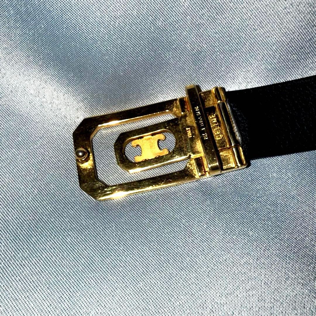 CELINE セリーヌ マカダム トリオンフ ベルト ゴールドバックル メンズ