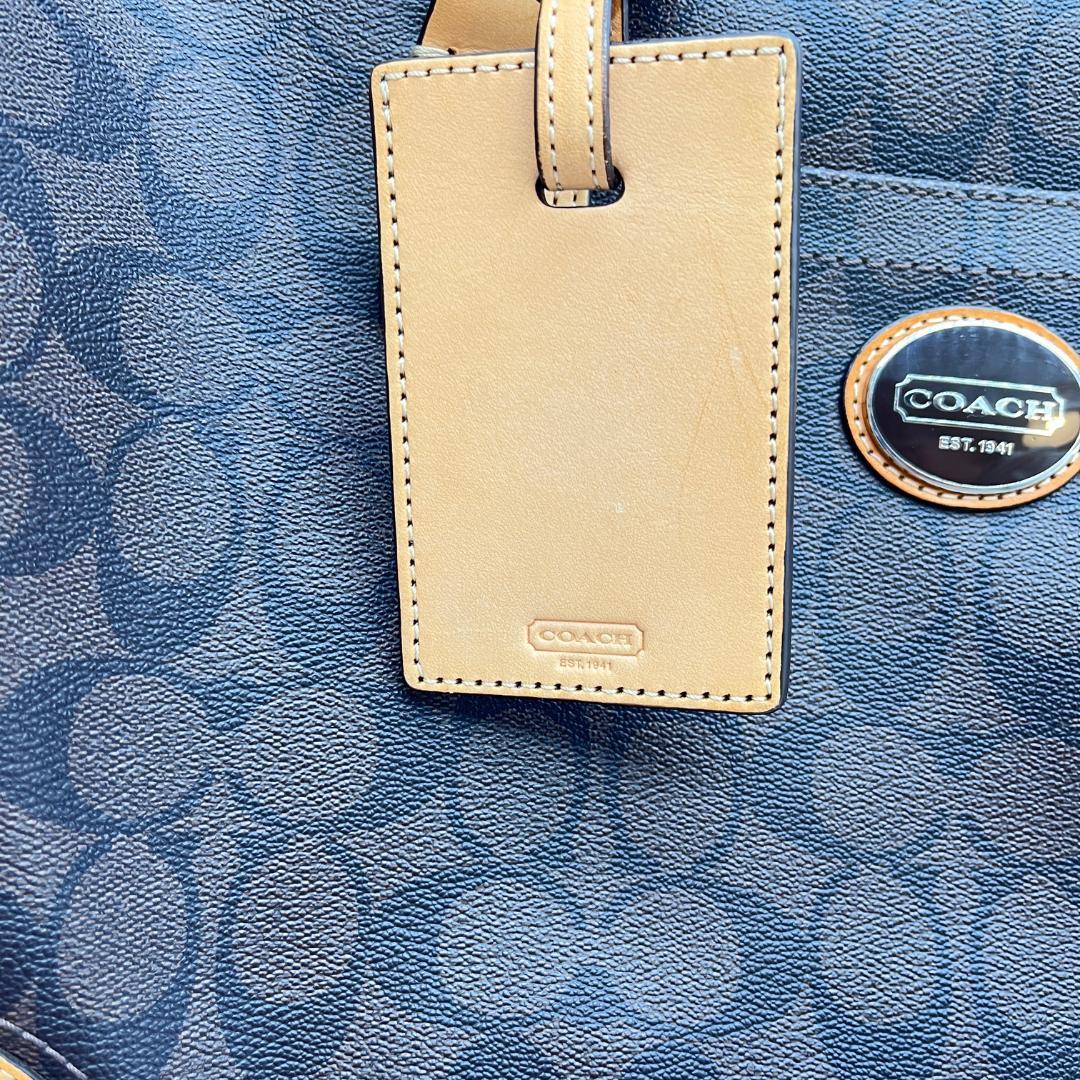 COACH シグネチャー柄 ボストンバッグ ブラウン×キャメル 大容量