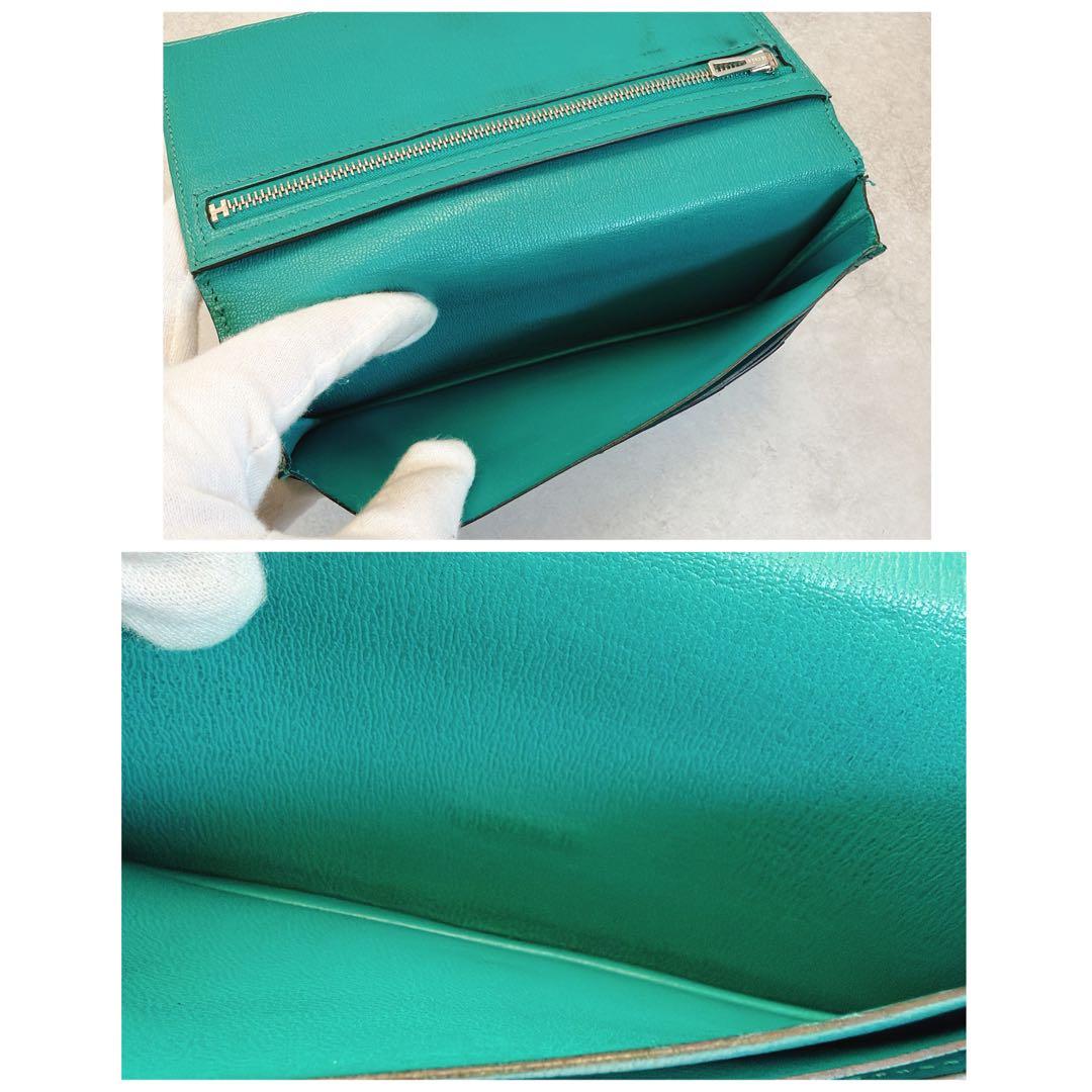 エルメス ベアン　アリゲーター グリーン　長財布　クロコ