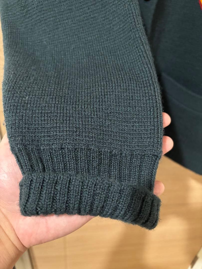 アンスクリア　VanJac inscrireグリーン カーディガン　ビショップ