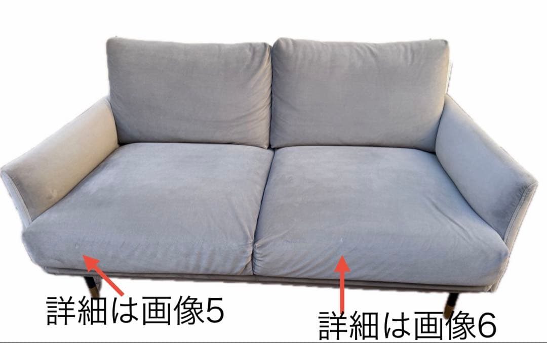 LOYWA ロウヤ ベルベット調 2人掛けソファ ファブリック グレー