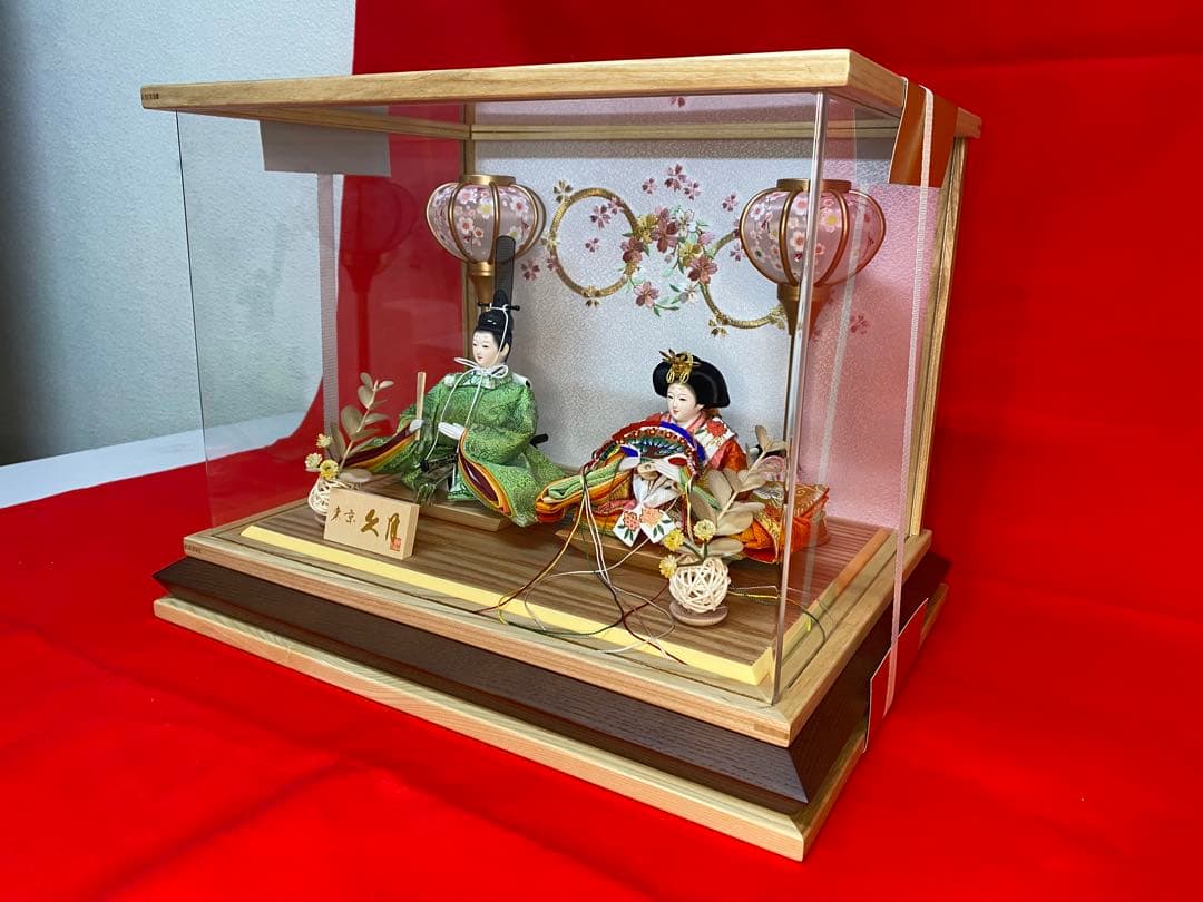 東京久月　雛人形親王飾り白木アクリルケース・間口約４１×奥行約３１×高さ約３１㎝