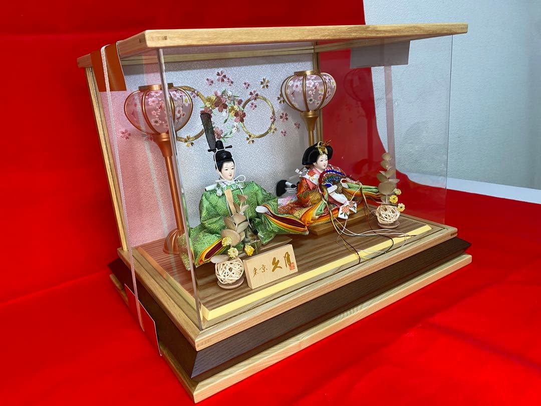 東京久月　雛人形親王飾り白木アクリルケース・間口約４１×奥行約３１×高さ約３１㎝