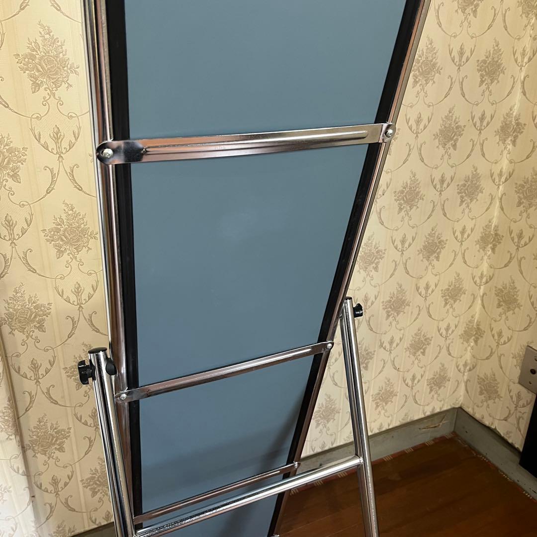 【アンティーク】アイアンフレーム スタンドミラー 全身鏡 メタル 個性派 男前