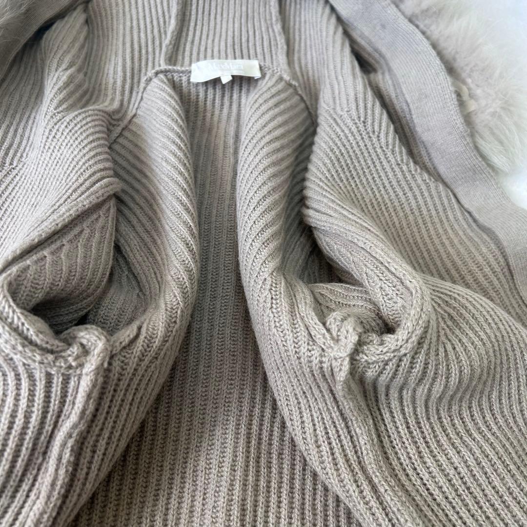 キャメル100%✨マックスマーラ　フォックスファー　ベルト　ふんわりカーディガン